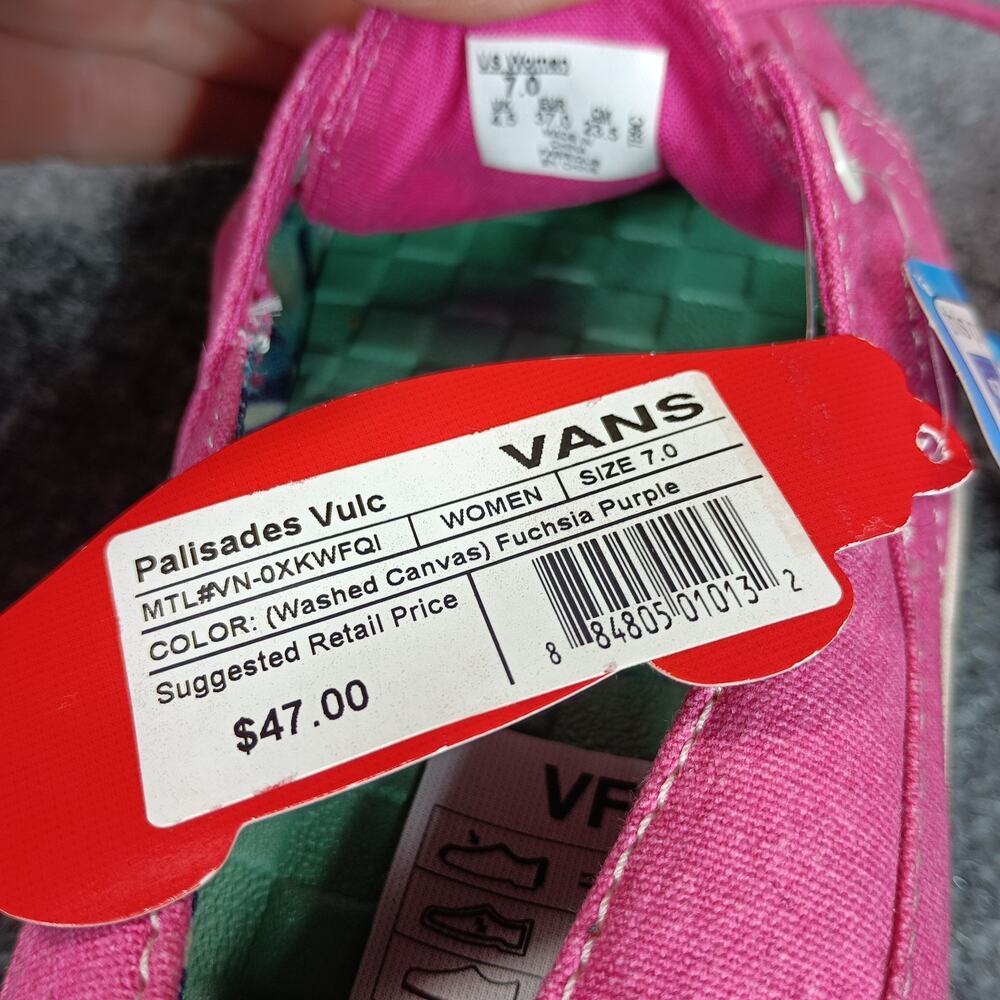 Vans Palisades Vulc Shoes Women Size 7 Pink Washed Canvas Sneakers - Picture 7 of 7